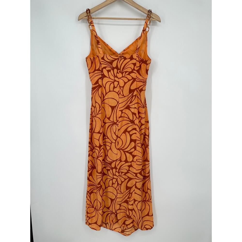 Zara Orange Patterned Midi Dress - Picture 10 of 14